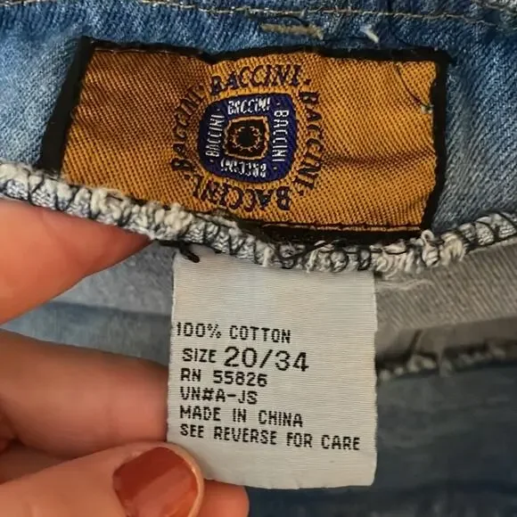 Vintage Baccini denim blanket stitch wrap skirt - Picture 5 of 8